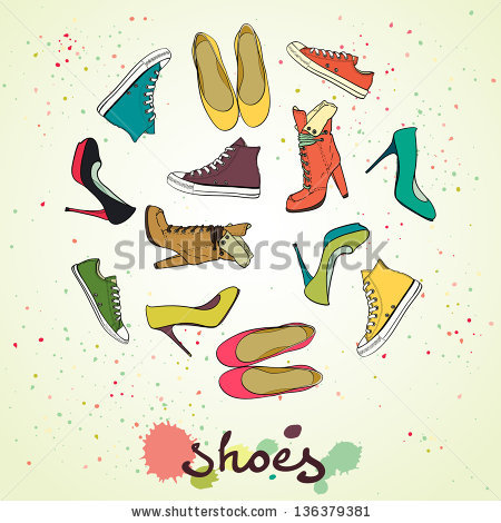 stock-vector-set-of-different-shoes-in-circle-round-shape-made-of-high-heel-shoes-boots-flat-shoes-and-136379381